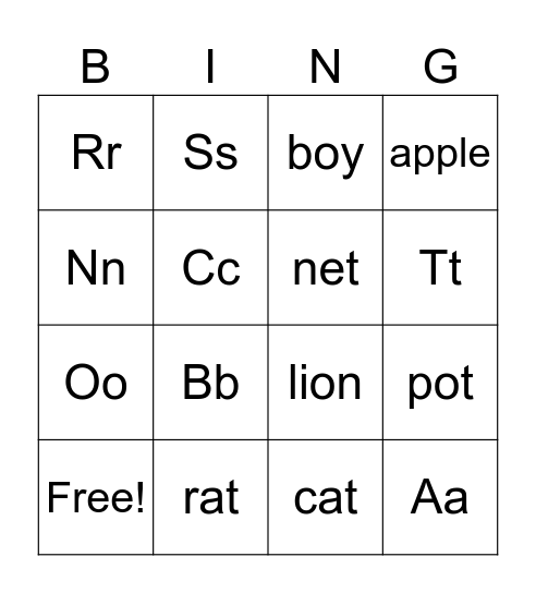 Alphabet Bingo Card