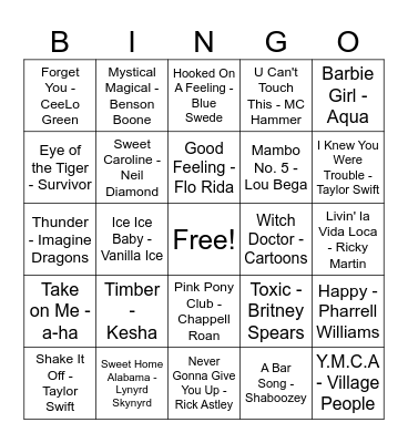 Music Bingo 2 Bingo Card