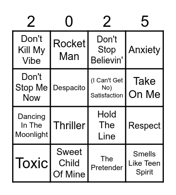KBM Music Bingo Card