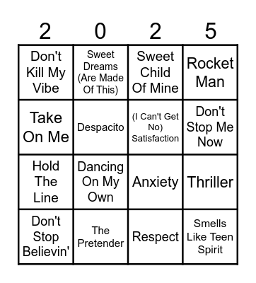 KBM Music Bingo Card