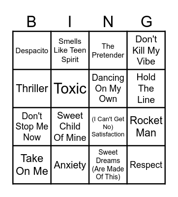 KBM Music Bingo Card