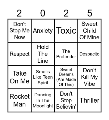 KBM Music Bingo Card