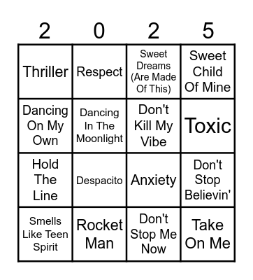 KBM Music Bingo Card