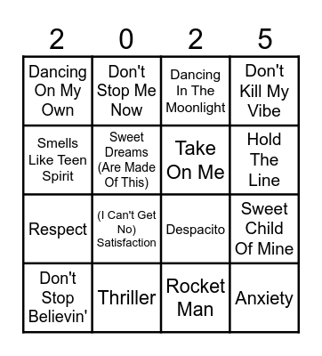 KBM Music Bingo Card