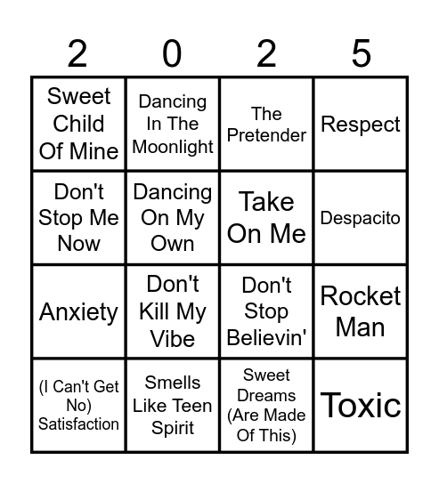 KBM Music Bingo Card