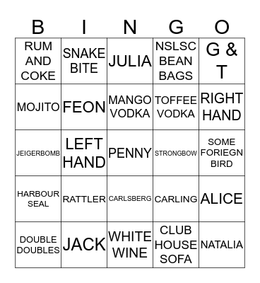 JD Summer Bingo Card