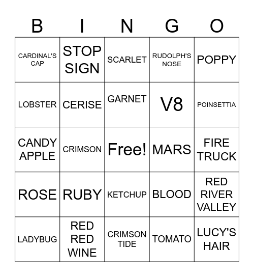 RED Bingo Card