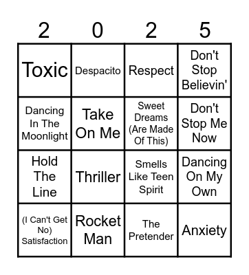 KBM Music Bingo Card