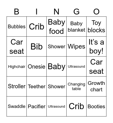 Baby Bingo Card