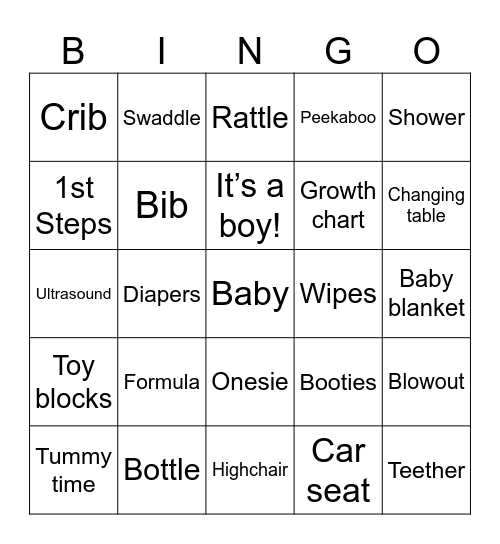 Baby Bingo Card
