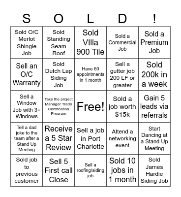 Salesman BINGO!! Bingo Card