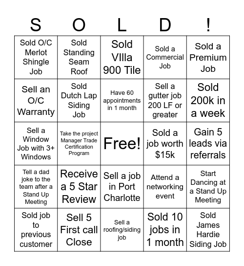 Salesman BINGO!! Bingo Card