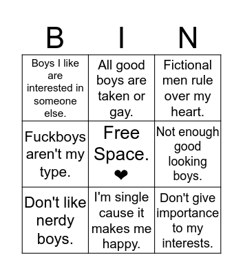 Why am I single Bingo Card