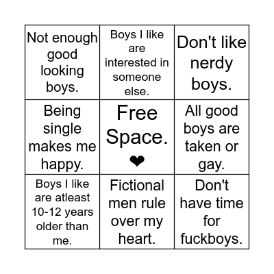 Why am I single Bingo Card