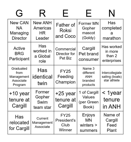 Green Day Bingo Card