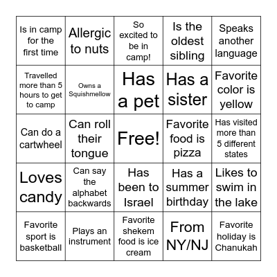 Eidah Hey! Bingo Card