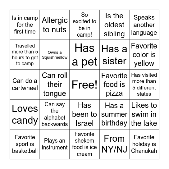 Eidah Hey! Bingo Card