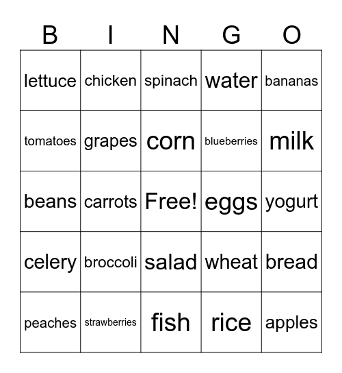 Healthy Habits Bingo Card