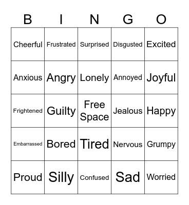 FEELINGS Bingo Card