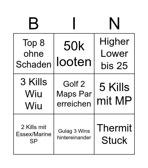 Bingo 2 Bingo Card