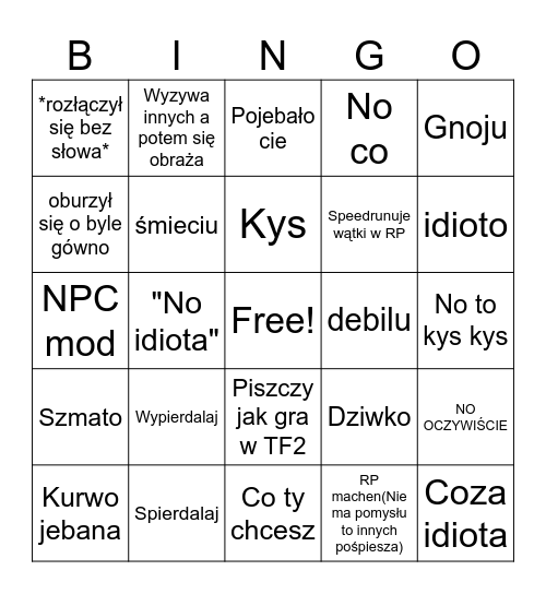Baiken się obraził bingo Card