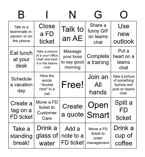Fuchsia Day Bingo Card