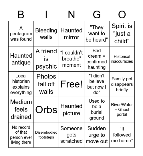 Spectral Shenanigans™ Bingo Card