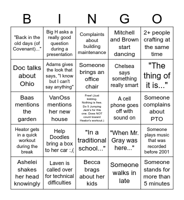 June 18th PD Day Bingo! Bingo Card