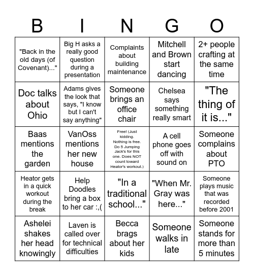 June 18th PD Day Bingo! Bingo Card