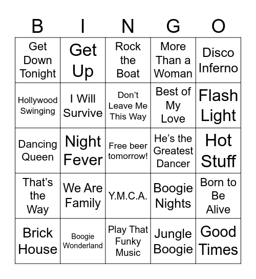 zDisco & Funk II Bingo Card