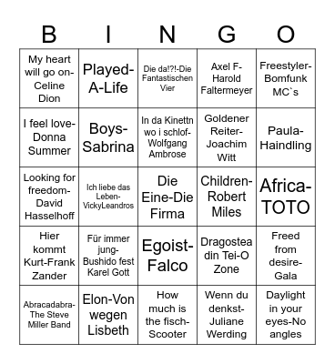 Schauer Bingo Card