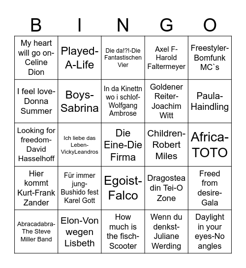Schauer Bingo Card