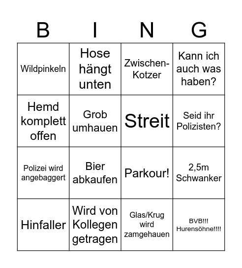 Berg Bingo Card