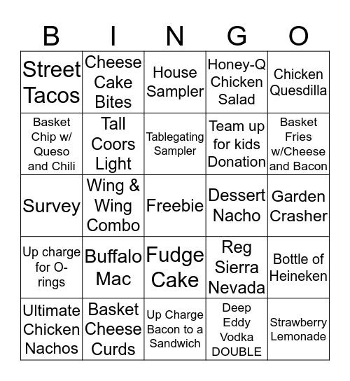 Buffalo Bingo Card