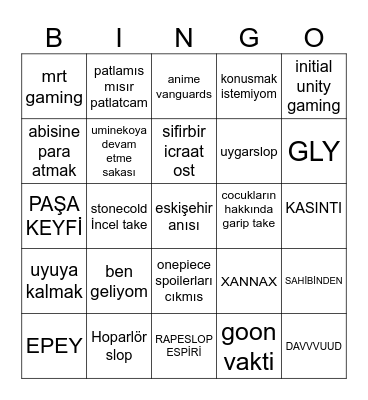 TUNABILGEC BINGO Card