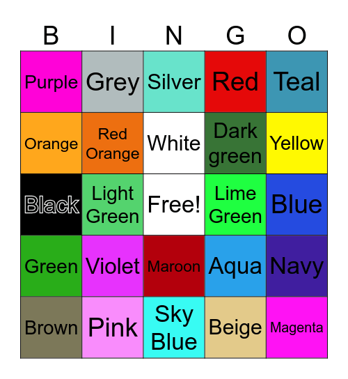 Colour Bingo Card