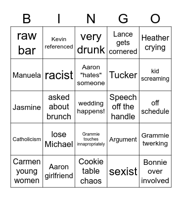 WEDDING Bingo Card