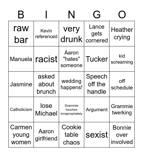 WEDDING Bingo Card