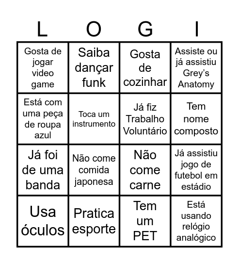 Bingo Humano Bingo Card