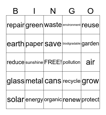 Earth Day!!! Bingo Card