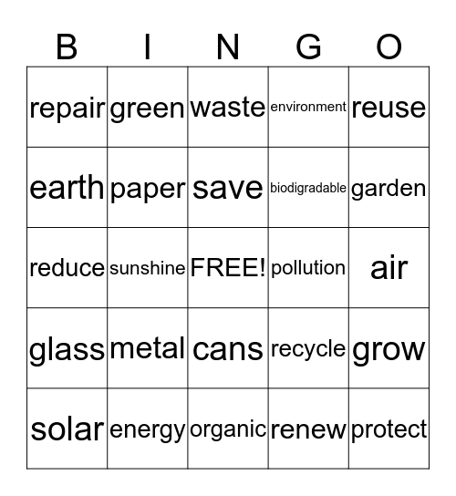 Earth Day!!! Bingo Card
