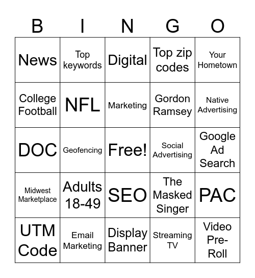 FOX23 MY 49 Bingo Card