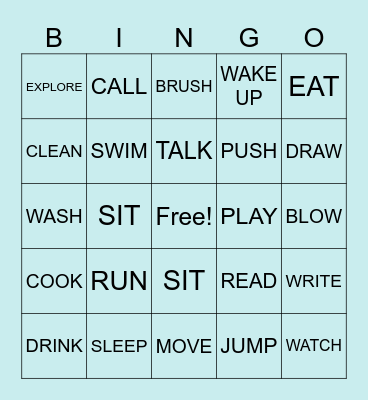 VERBS BINGO Card
