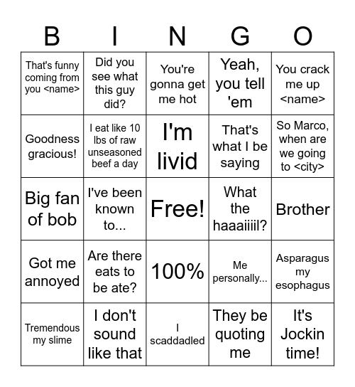 Harper Bingo Card