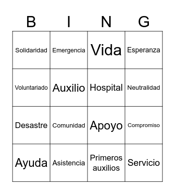 Cruz Roja Mexicana Bingo Card