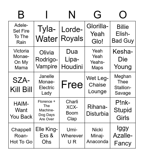 Radio Bingo Modern Women ABCs Bingo Card