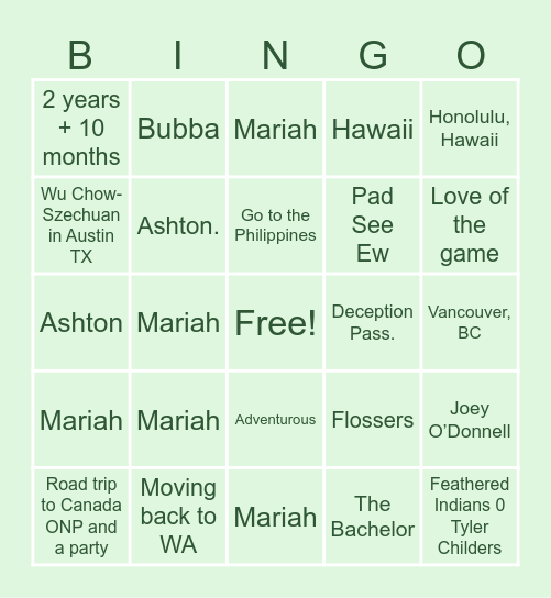 Get to Know the Couple! Bingo Card