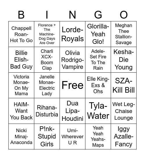 Radio Bingo Modern Women ABCs Bingo Card