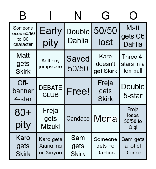 Skirk Bingo :D Bingo Card