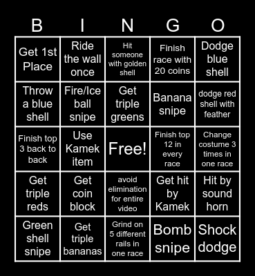 Mario Kart World Knockout Tour Bingo Card